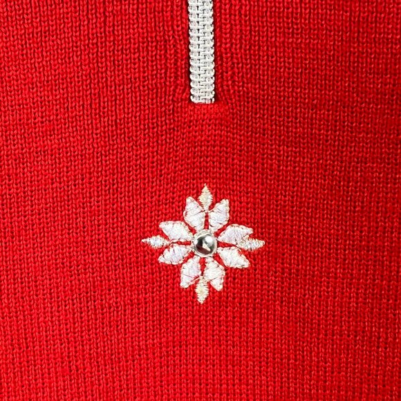 Meister Women’s Medium Ski Sweater Red Wool Blend Quarter Zip Snowflake Nordic - Picture 4 of 8